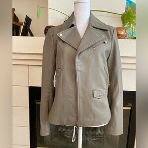 Black Rivet Women's Moto Genuine Leather Jacket, Gray, Silver Hardware, SZ Small